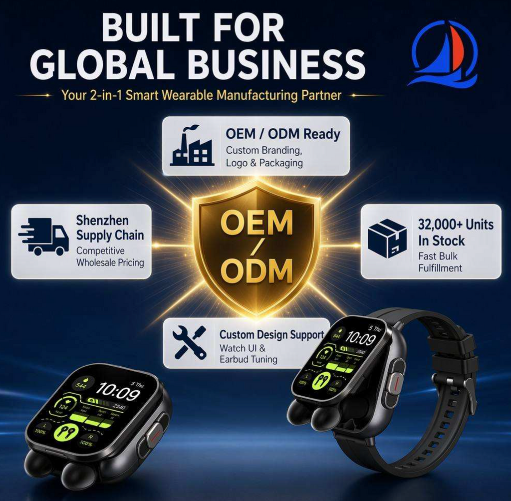 2-in-1 Smartwatch with Built-In Wireless Earbuds