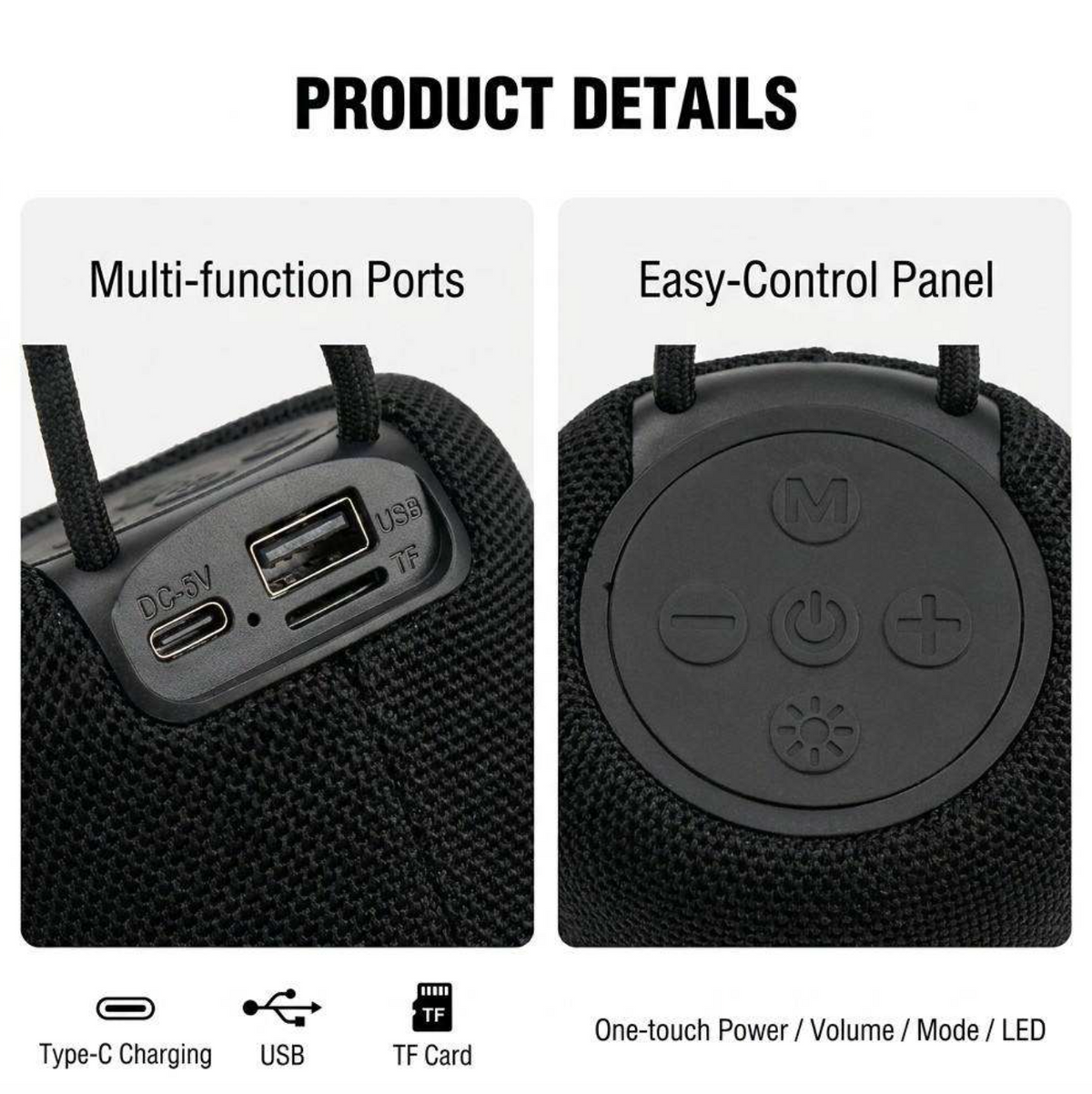 RGB LED Rechargeable Waterproof Portable Speaker