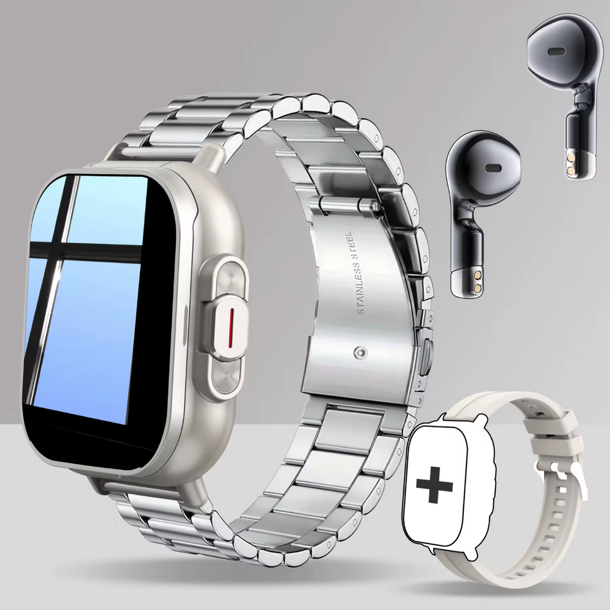 2-in-1 Smartwatch with Built-In Wireless Earbuds